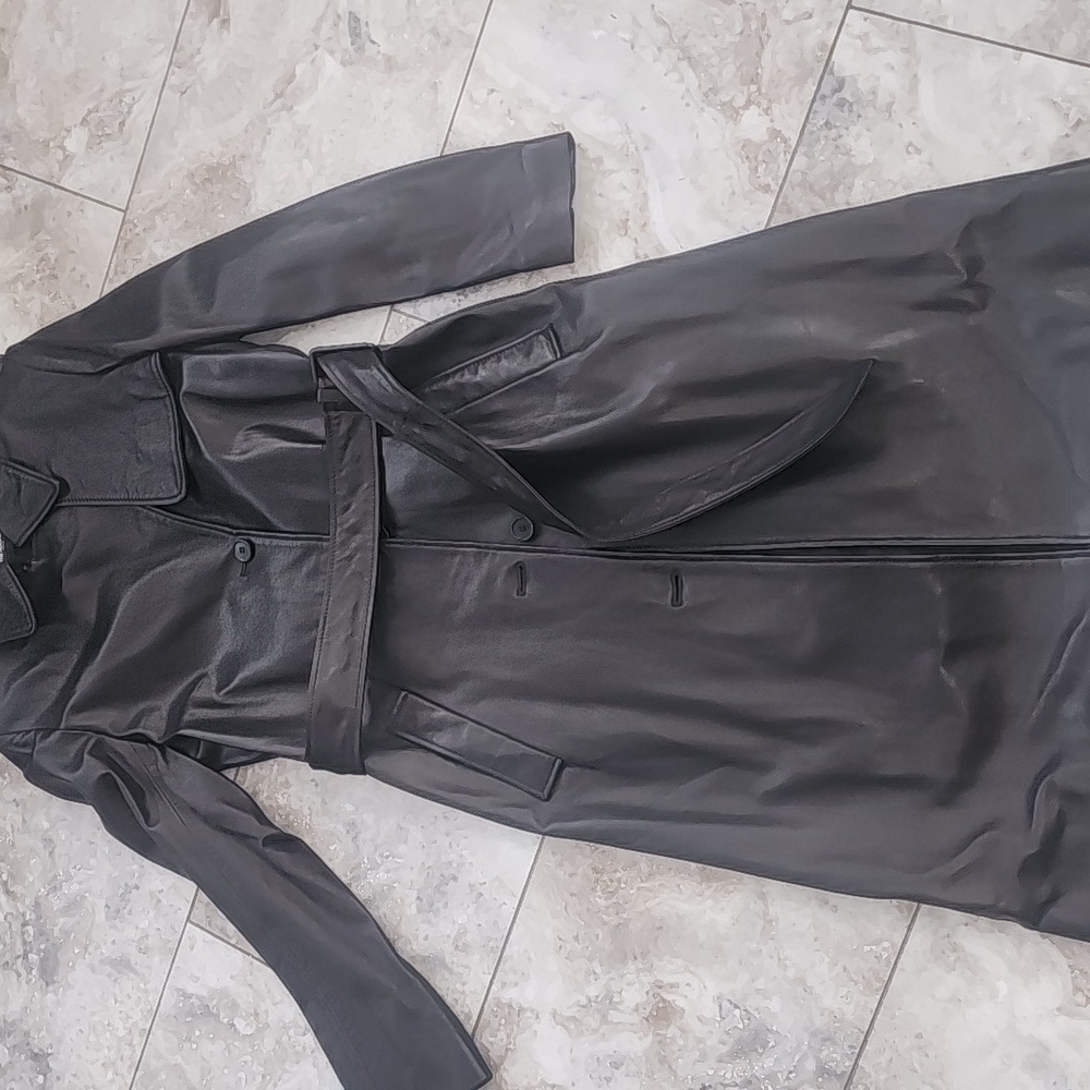 THE KOOPLES PARIS NWT REAL LEATHER STRUCTURED BELTED TRENCH COAT SZ EST Medium